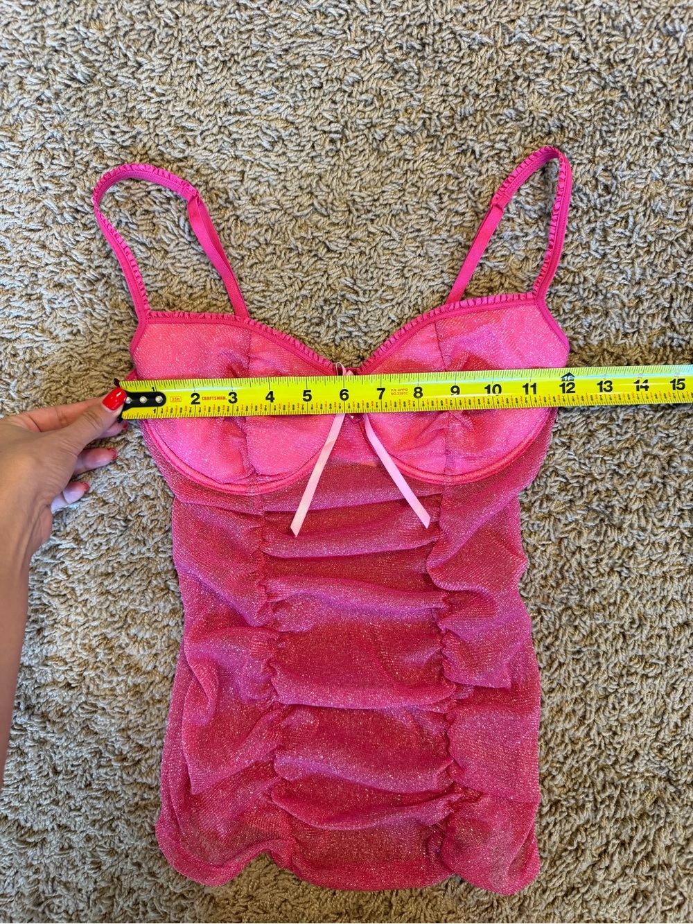 NWT Victoria's Secret Hot Pink Shimmer Ruffle Top - Picture 4 of 8